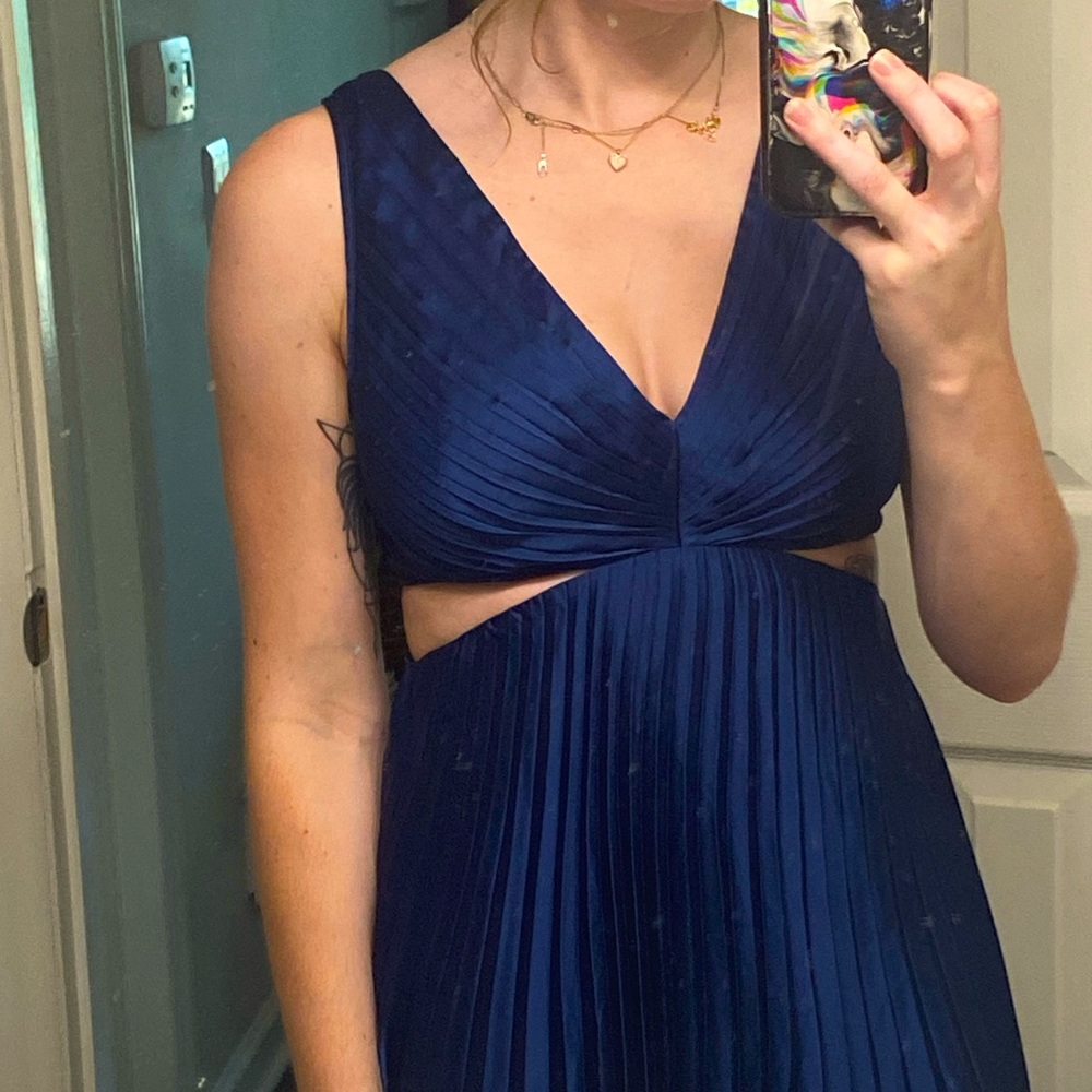 Abercrombie Satin Pleated Cutout Maxi Dress